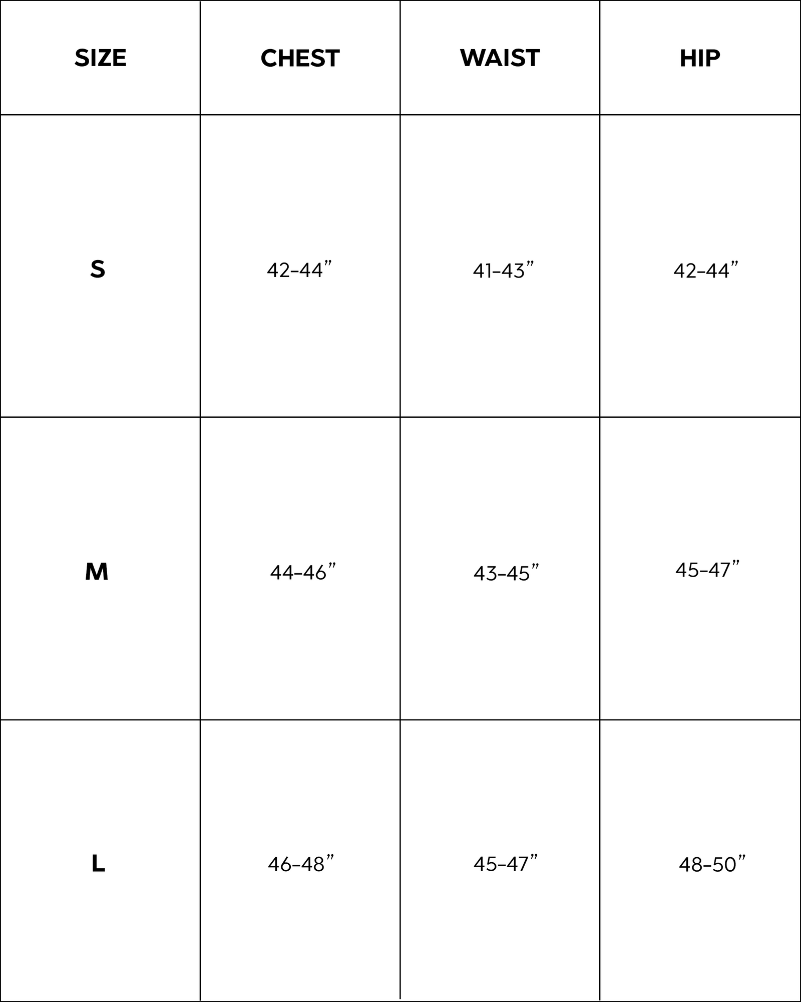 Size guide for LOGO TEE